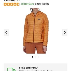 PATAGONIA Women’s Nano Puff Hoody in Cloudberry Orange - size L